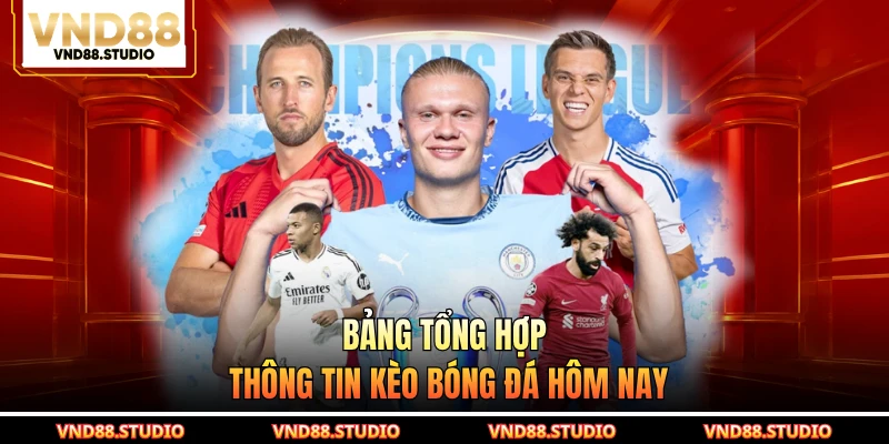 Bảng tổng hợp thông tin kèo bóng đá hôm nay